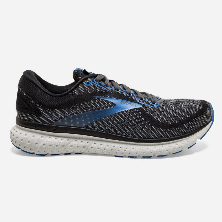 Brooks Glycerin 18 NZ - Men's Road Running Shoes - Black/Ebony/Blue (41827-IRKQ)